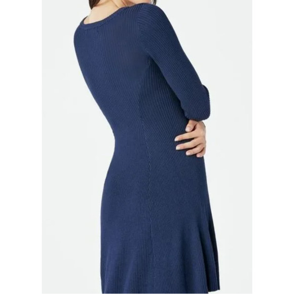 JustFab Cutout Fit & Flare Sweater Dress Blue Teal 1X NWT - Picture 3 of 6